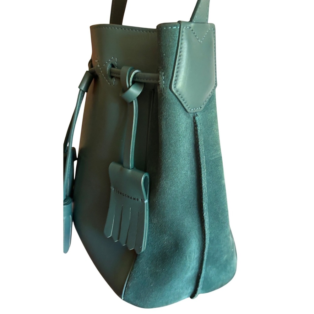 Longchamp Roseau Essential Green Leather Bucket Bag Quiet Luxury French girl - Picture 5 of 12